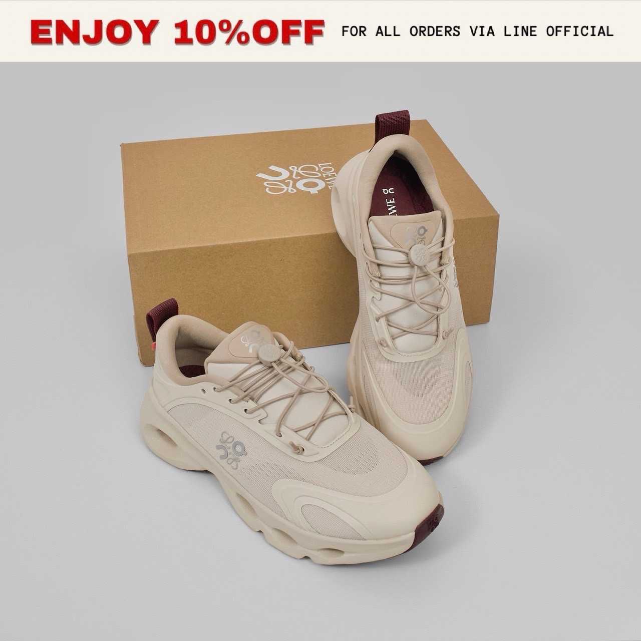 NEW! LOEWE X ON Cloudsolo Sneaker สี Sand/Burgundy | Shoes