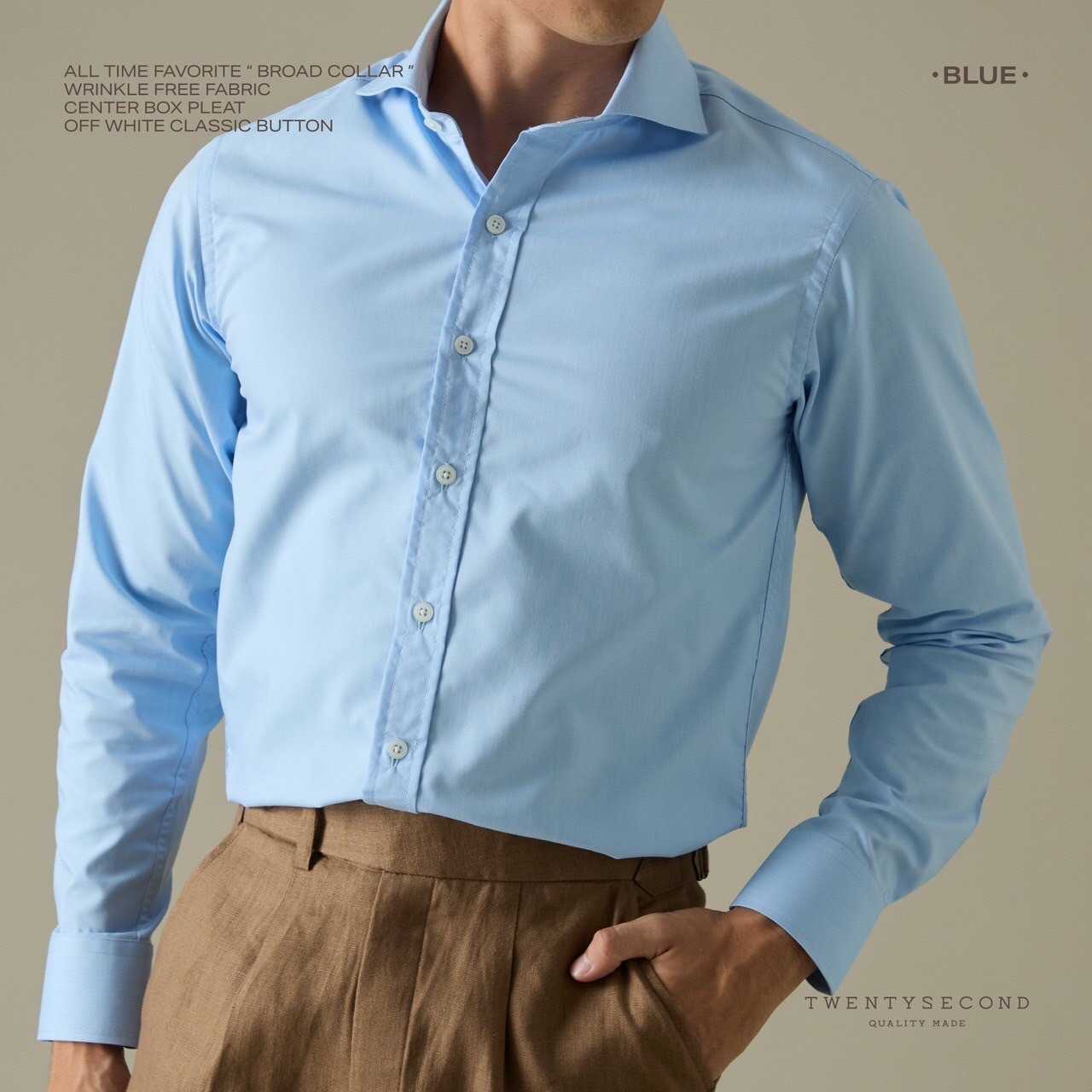 WRINKLE FREE DRESS SHIRT - BLUE