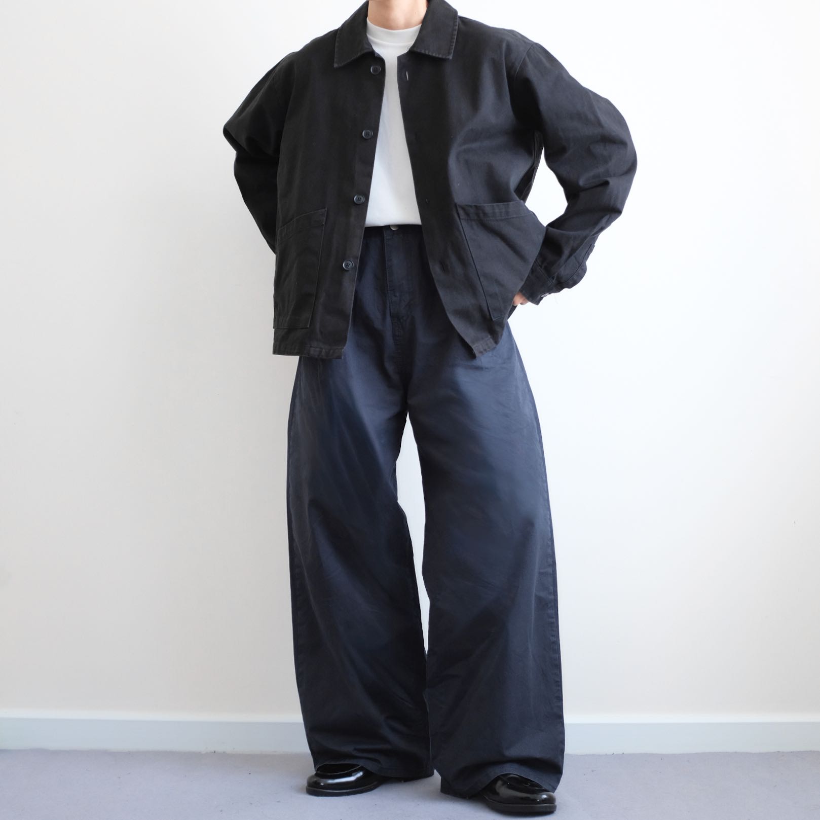 DEVELOP • Made in Korea  Washed Cotton Oversized Straight Wide Legs Pants