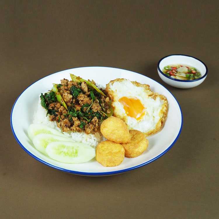ข้าวกะเพราเต้าหู้หมูสับ