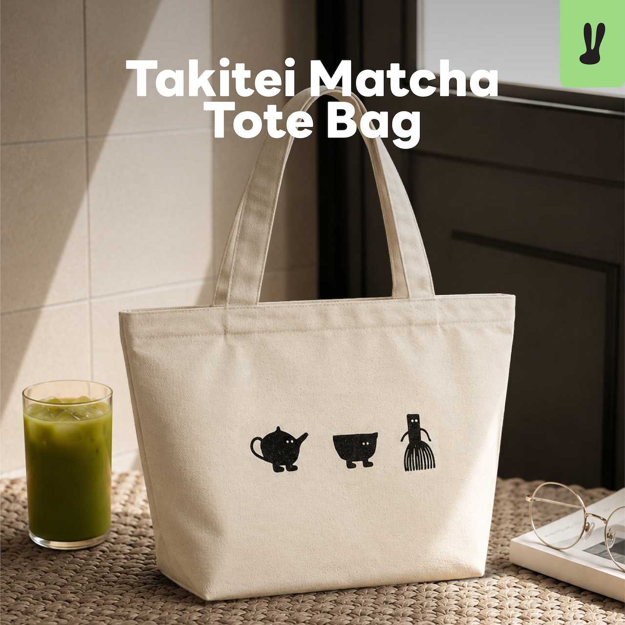 Takitei Matcha Tote Bag กระเป๋าผ้าแคนวาส ทรงสวย รองรับน้ำหนักได้ดี [Thailand Post Only]