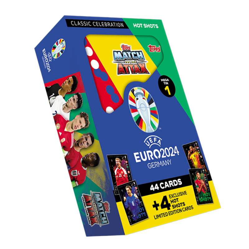 EURO 2024 Match Attax - Mega Tin 1 - Hot Shotsฟุตบอลยูโร 2024 กล่องเหล็ก เมก้าทิน สีน้ำเงิน