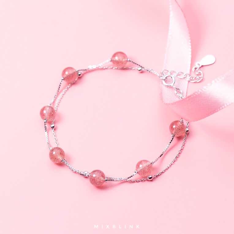 สร้อยข้อมือ Moon Pink - ส่งฟรี EMS ( เงินแท้ 92.5% ) #F3