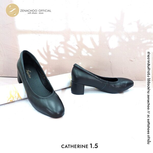 ทรงปกติ:เปลี่ยนไซส์ได้-ไม่รับคืน รุ่นขายดี Zenachoo Catherine1.5 สูง 4.5 เซน รองเท้าหนังแกะแท้ หั...
