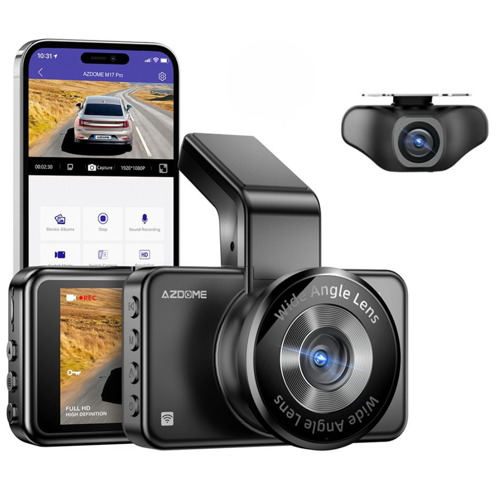 AZDOME M17 PRO 2025 WIFI กล้องติดรถยนต์ 2K + 1080P หน้าจอ IPS 3 นิ้ว รับประกัน 1 ปี