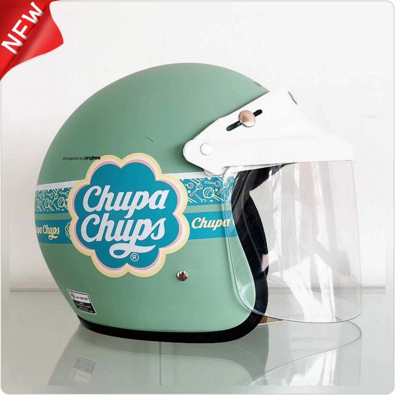 หมวกกันน็อคเปิดหน้า CHUPA CHUPS(สีเขียว)