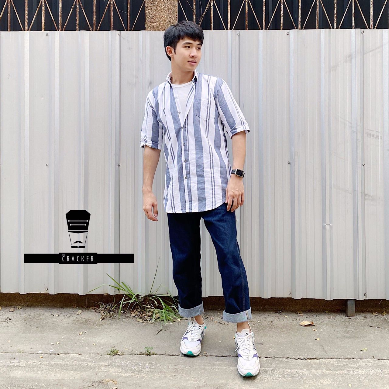 EXTRA LONG SHIRT : BLUE-WHITE SAILOR