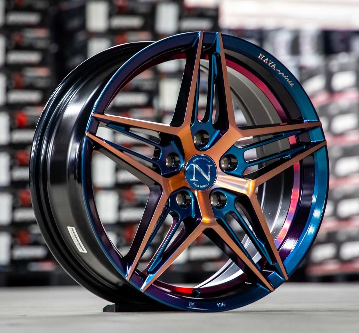 EVEREST-16 17X7.5 5X114.3ET40CB73.1 R(PowerBlue)P(RoseGold)XZสีฟ้าหน้าโรสโกลท้องแดง+ตัวหนังสือCustom