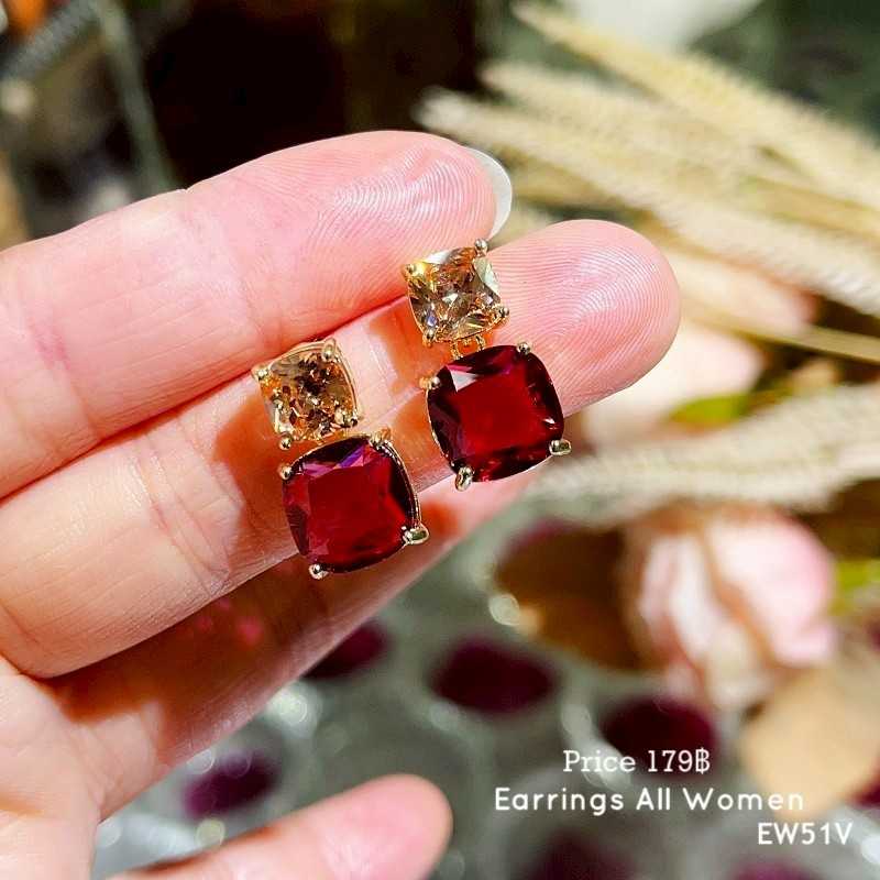 EW50V ต่างหูทรงสีเหลียม เก่ๆๆ เครื่ืองประดับ