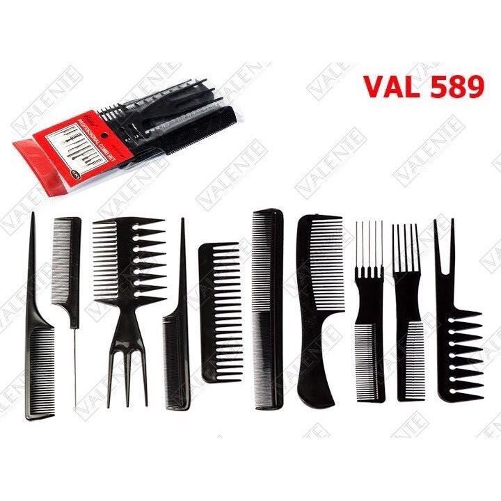 [สินค้าตัวอย่าง ห้ามซื้อ] VALENTE เซทหวีอเนกประสงค์ หวีรองซอย หวีเซต หวีหาง (10ชิ้น / ชุด) VAL-589