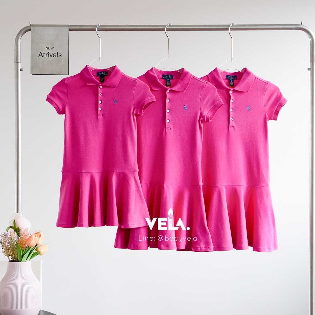 Girls Stretch Mesh Polo Dress (Belmontpink W New England)