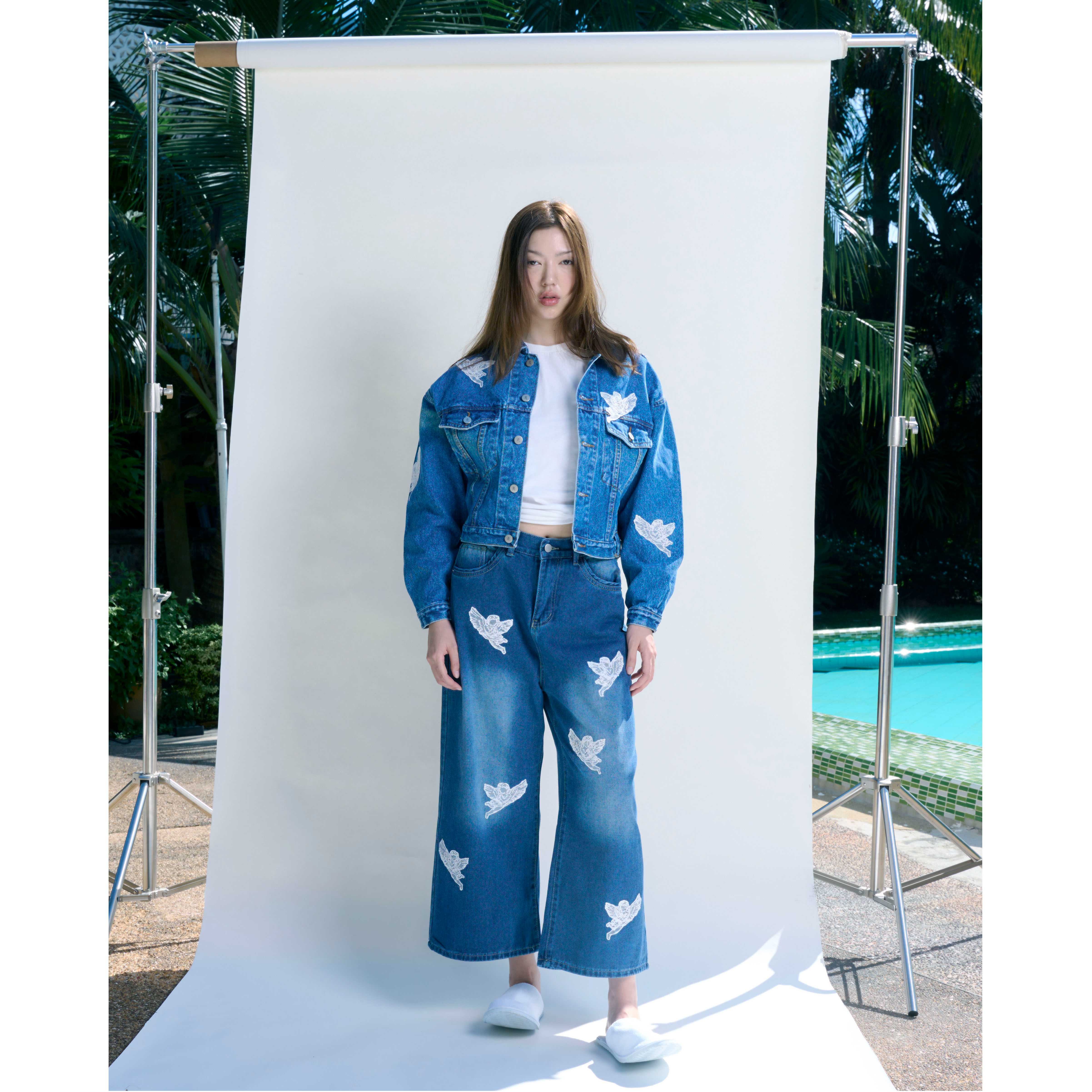Rotsaniyom CUPID Cropped Denim Jacket
