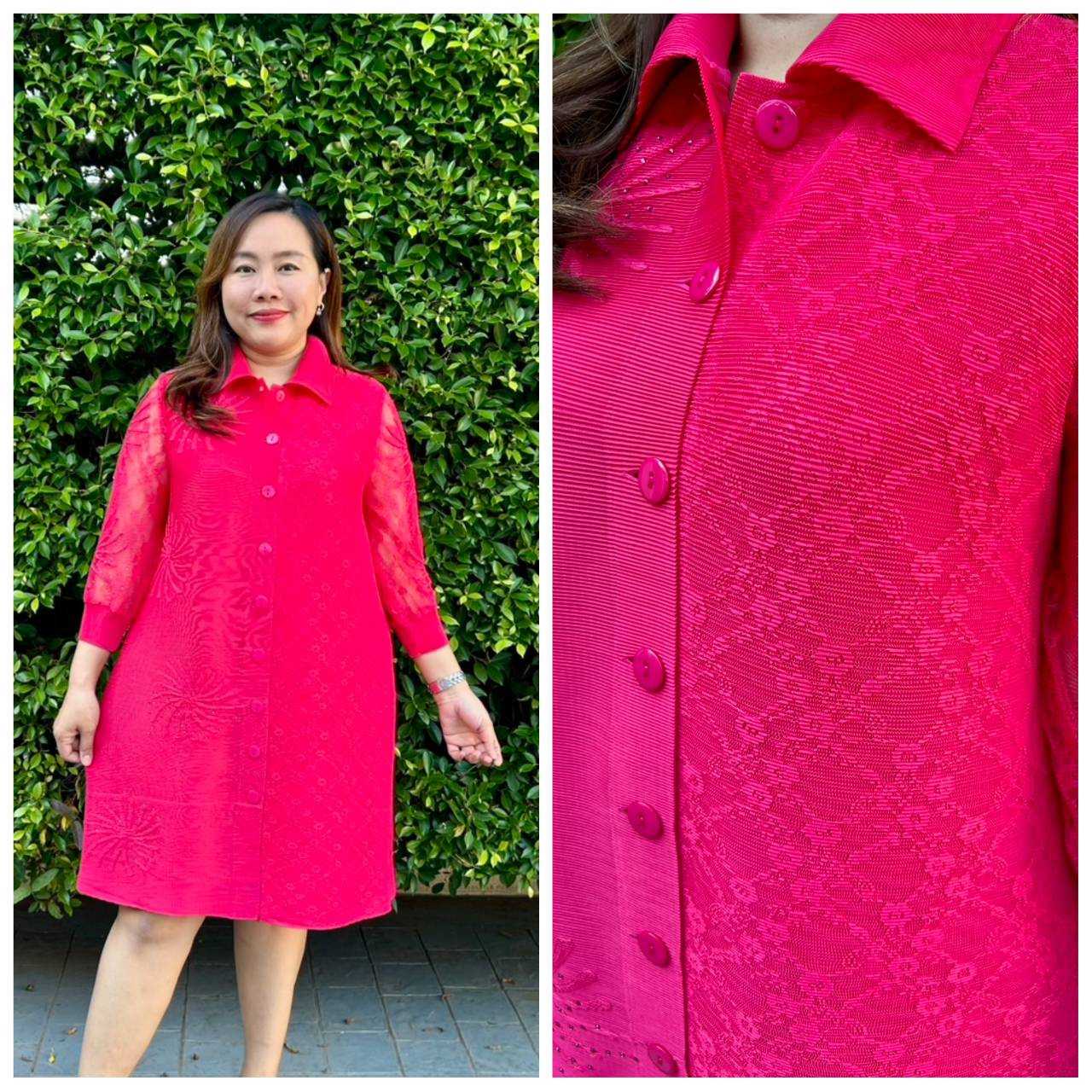 Pleatbynisa A584 เดรสอัดพลีท เนื้อผ้าPolyester100%