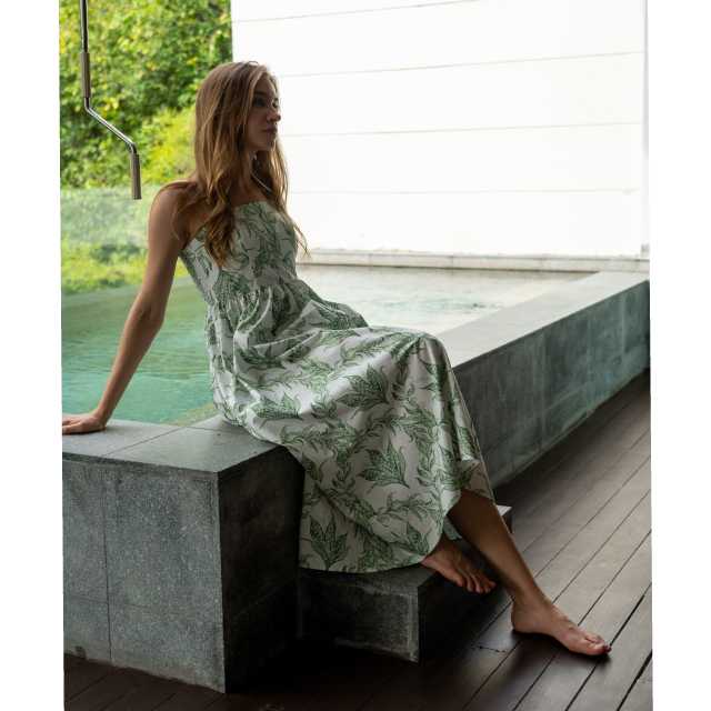 Hampton Dress (White & Green, Size XS)