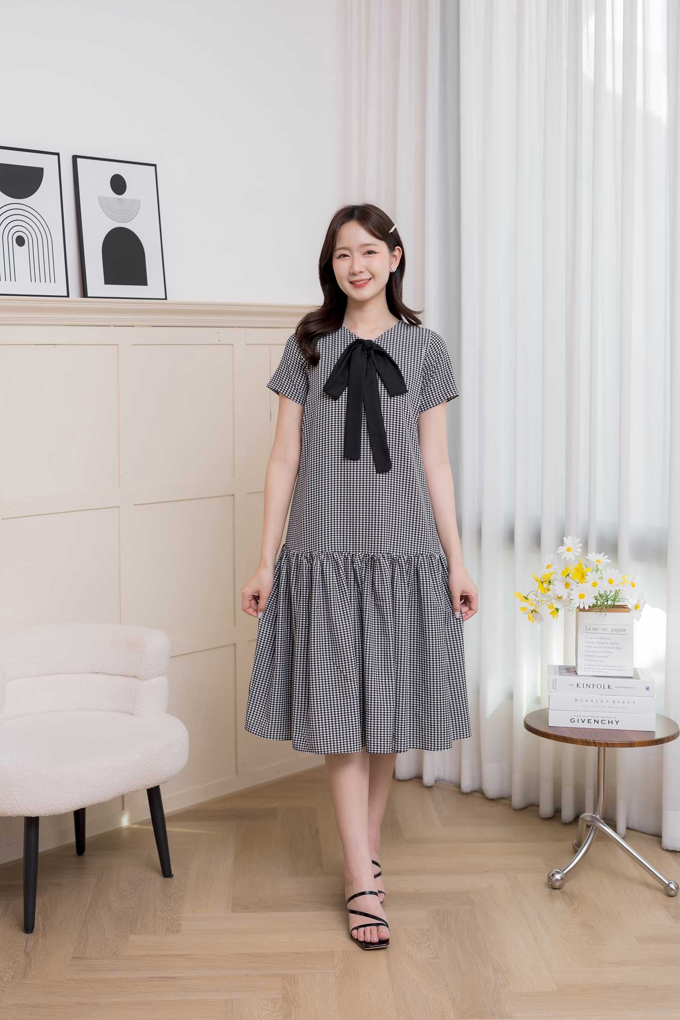 เดรสให้นม Black scott  bow dress