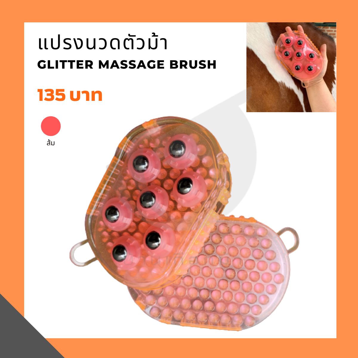 แปรงนวดตัวม้า Glitter Massage Brush