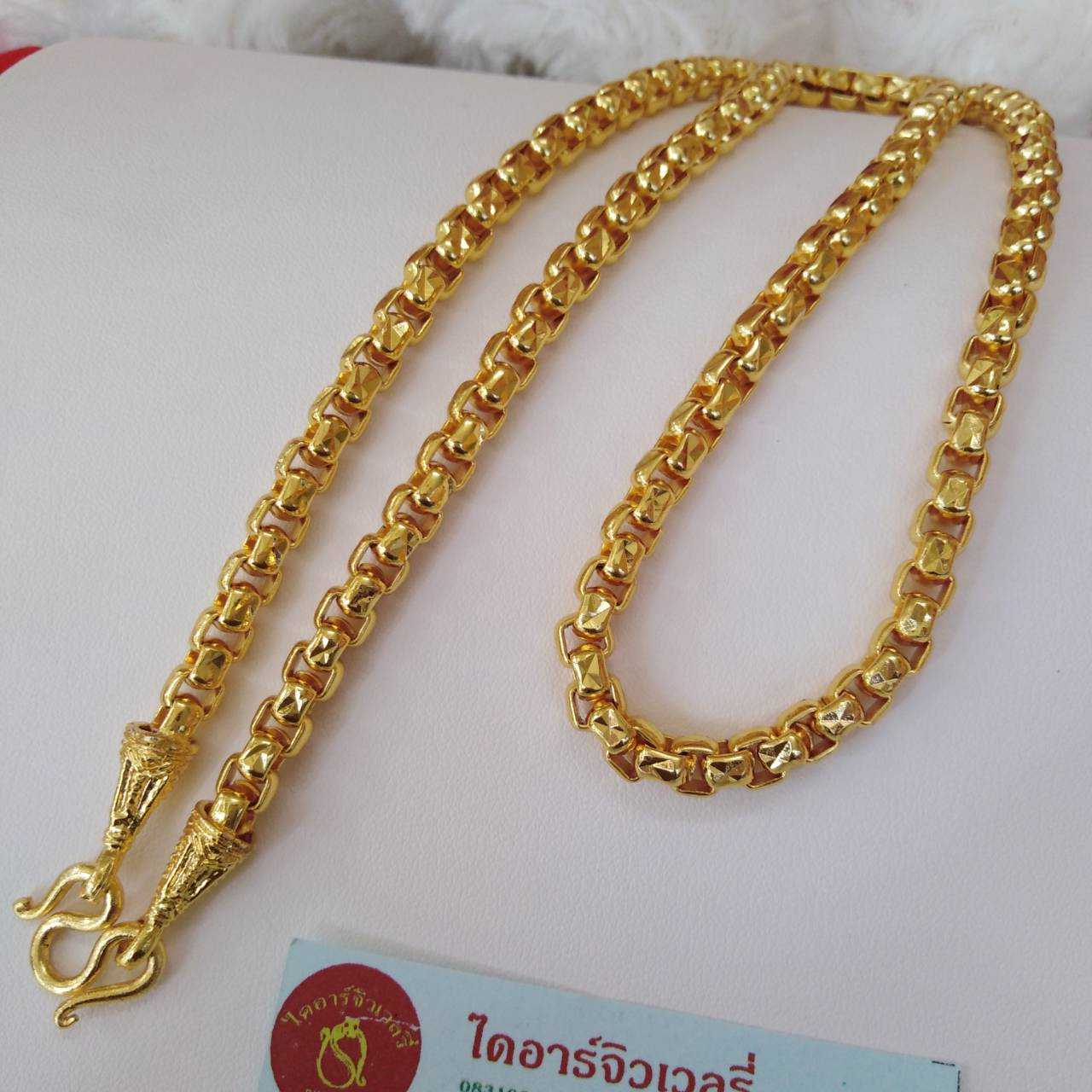 สร้อยคอทองโคลนนิ่งลายบล๊อคหนัก 5 บาท ยาว 24 นิ้ว