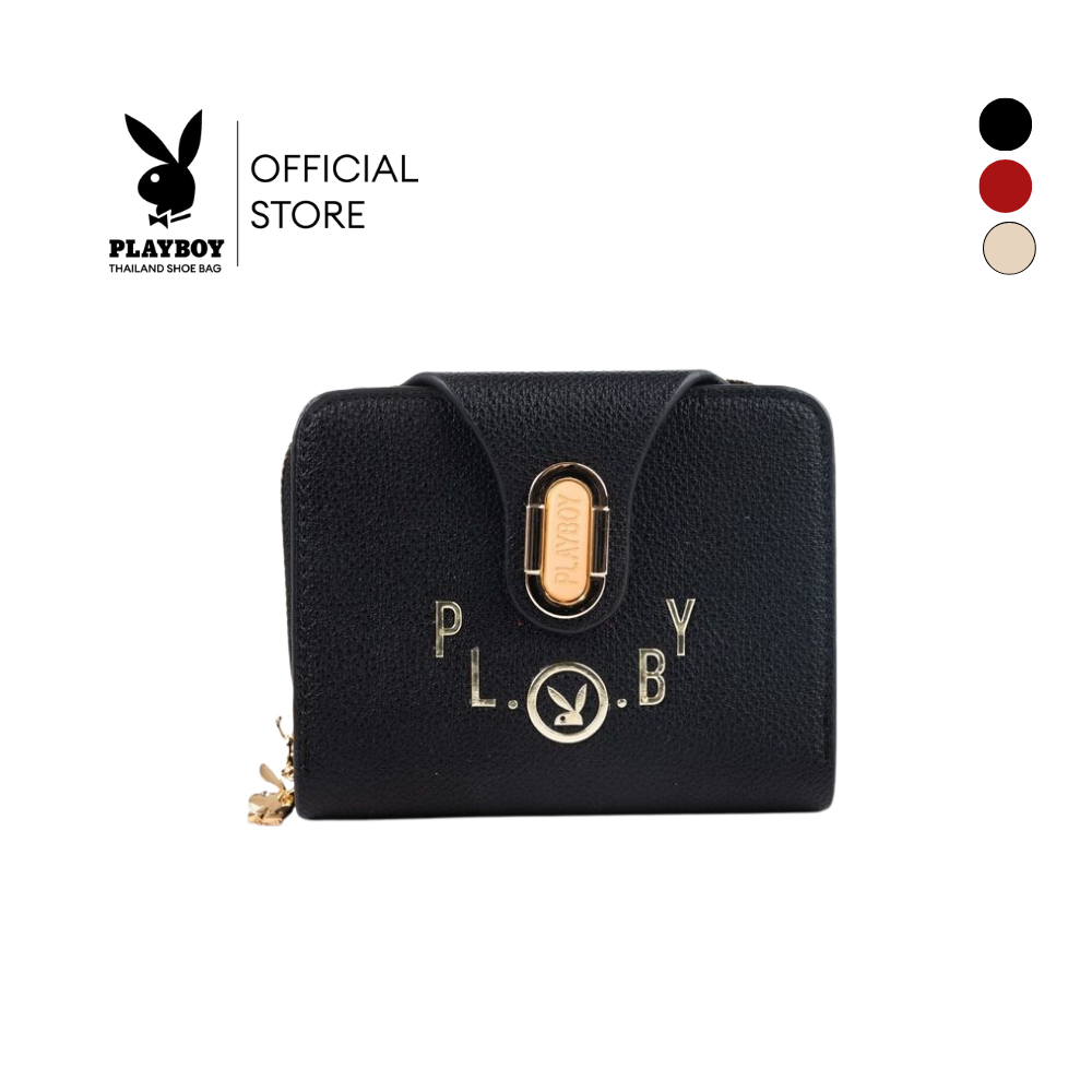 PLAYBOY รุ่น Lizo Wallet(O) กระเป๋าสตางค์ใบกลางผู้หญิง รหัส ST-WAS254PB012 ดีไซน์ฝาล็อคปิด