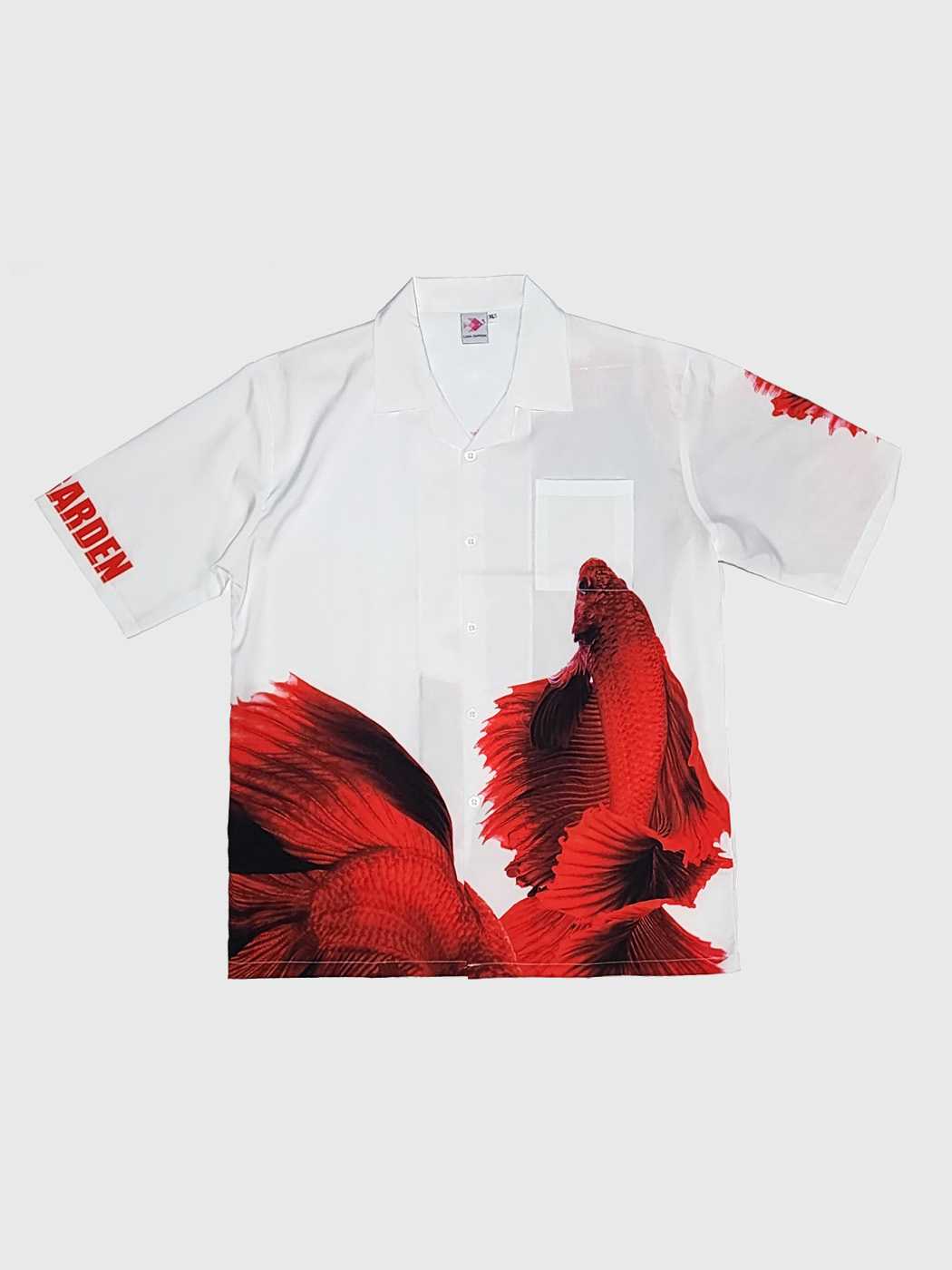 Red White Halfmoon Betta Hawaii Shirt - White/Red