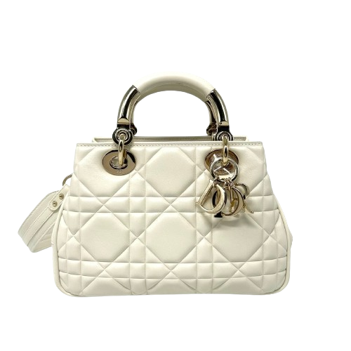 Dior Lady 95.22 small white calfskin lghw dc22