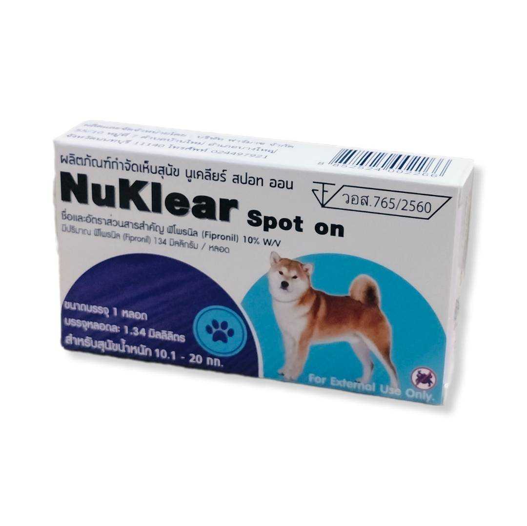 Nuklear Spot On ผลิตภัณฑ์หยดหลังเห็บ สำหรับสุนัข 10.1-20 Kg.