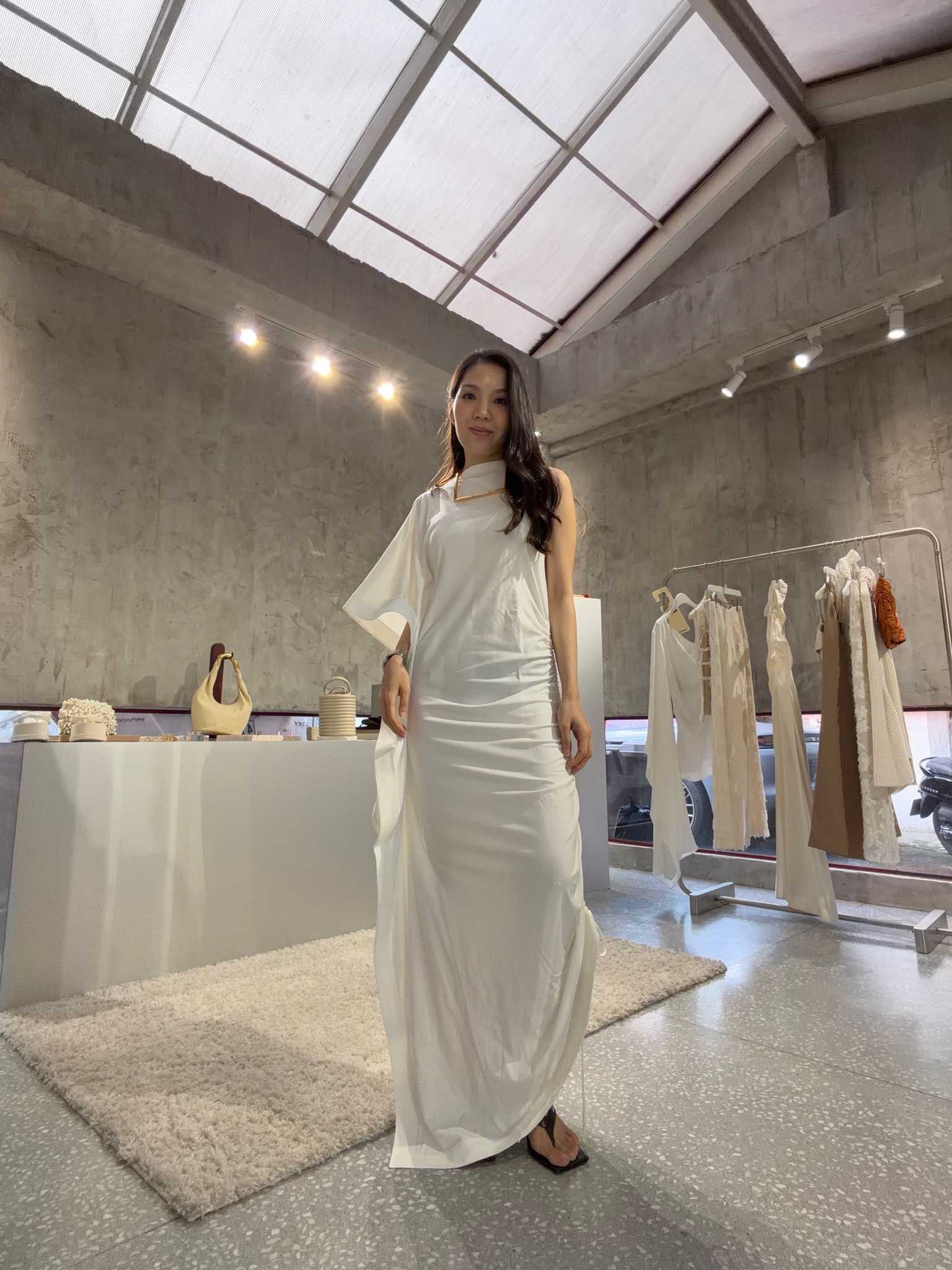 BEVZA WHITE ON WHITE DRESS - WHITE