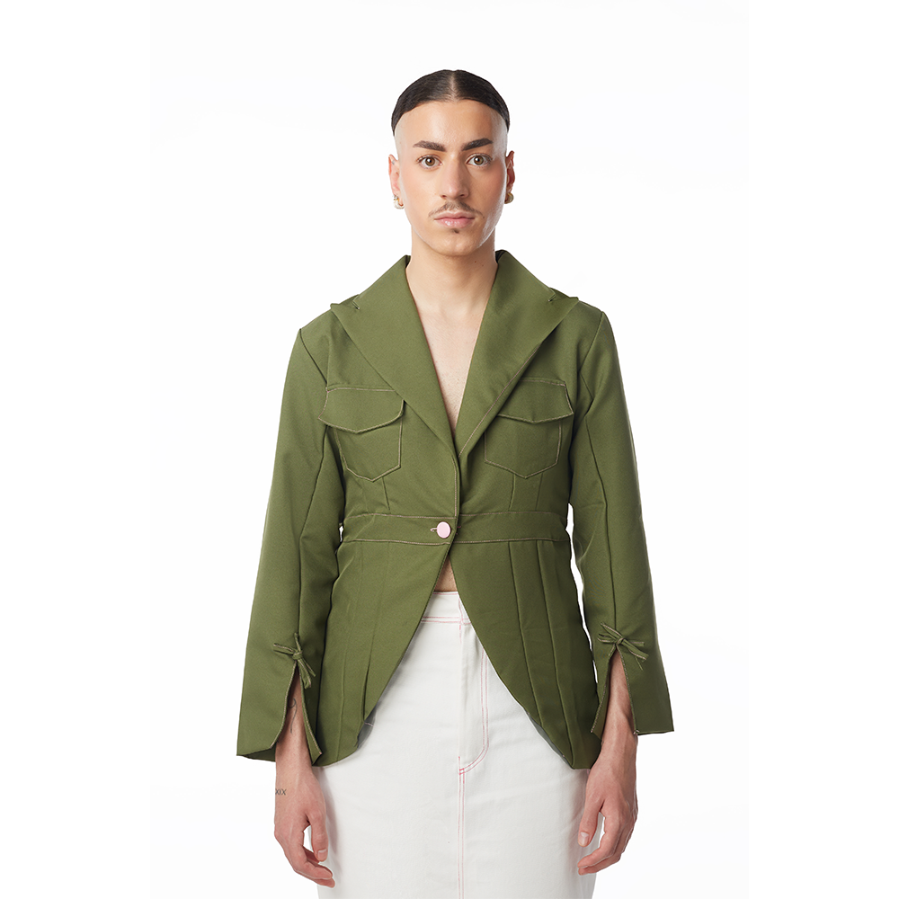 (50% OFF DEFECT) Breezy blazer in Seaweed