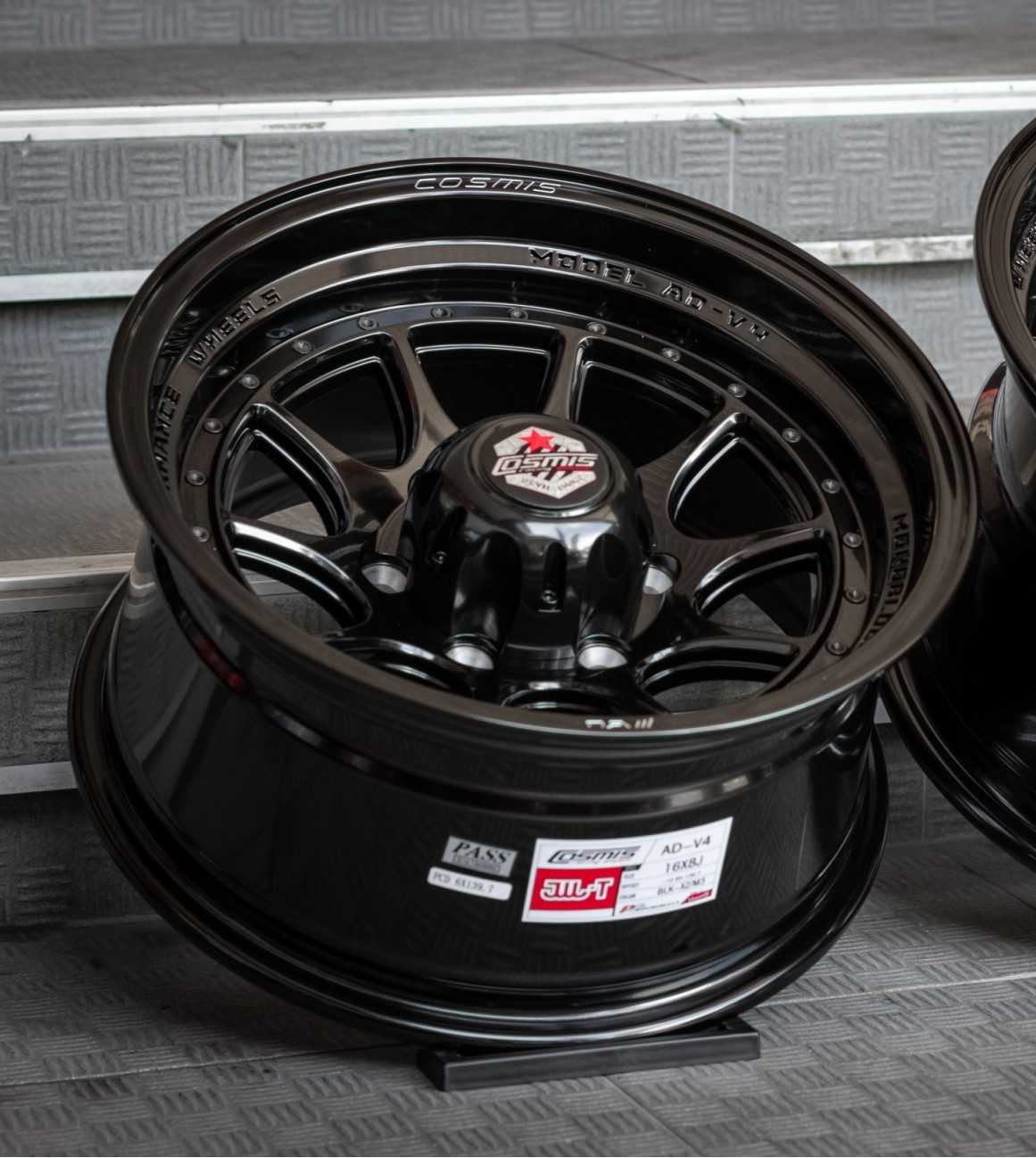 แม็กซ์ AD-V4(2785) 16X8.0 6X139.7 ET-10 CB.106 BLK-XZ/M5(REVESTBLACK) (สีดำด้าน+CNCตัวหนังสือ)หมุดดำ