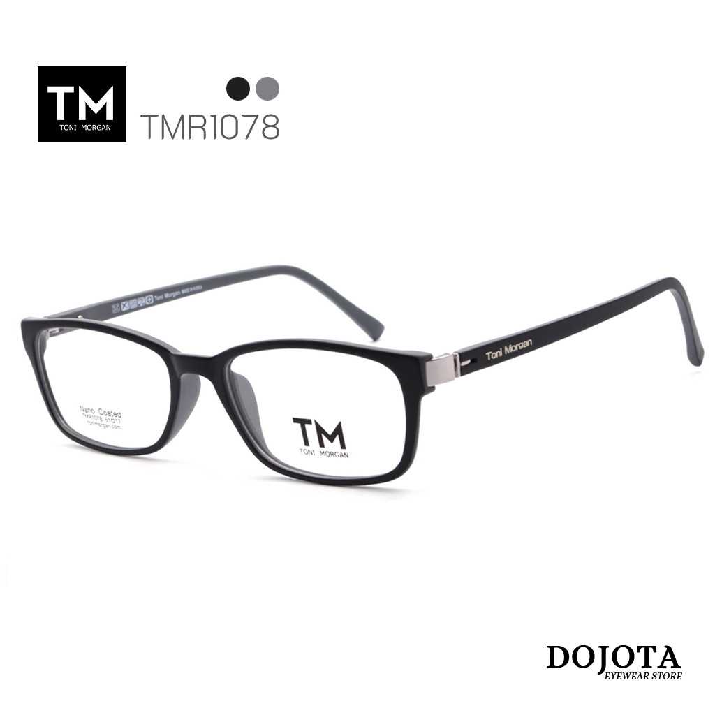 กรอบแว่นตาทรงเหลี่ยม Toni Morgan รุ่น TMR1078 สีดำ/เทา น้ำหนักเบา ยืดหยุ่นได้ดี