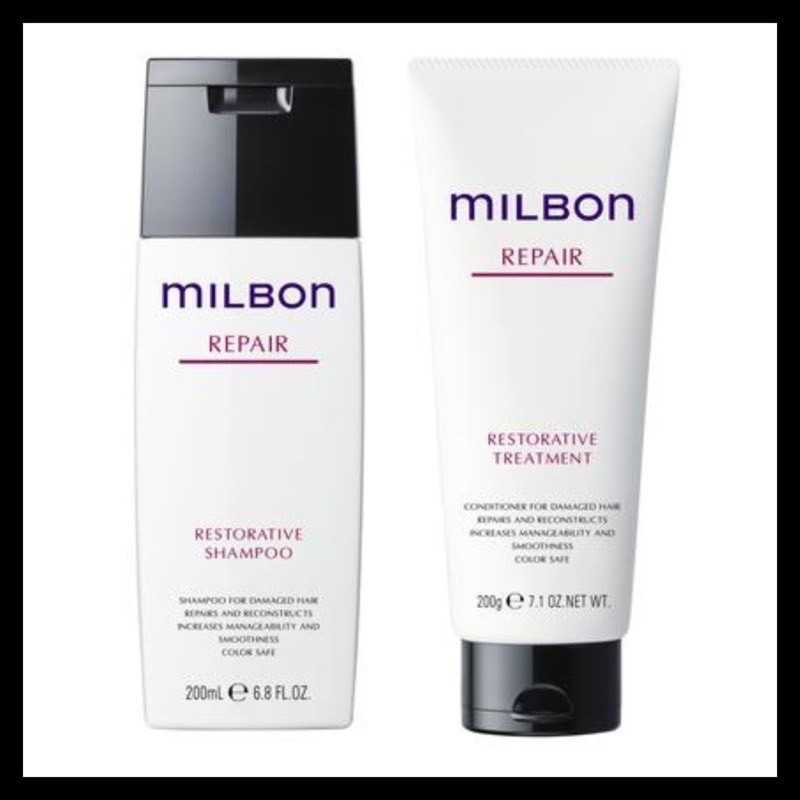 Milbon Repair Restorative Shampoo /Treatment 200 ml แชมพู และทรีทเม้นท์ สำหรับผมแห้งเสีย