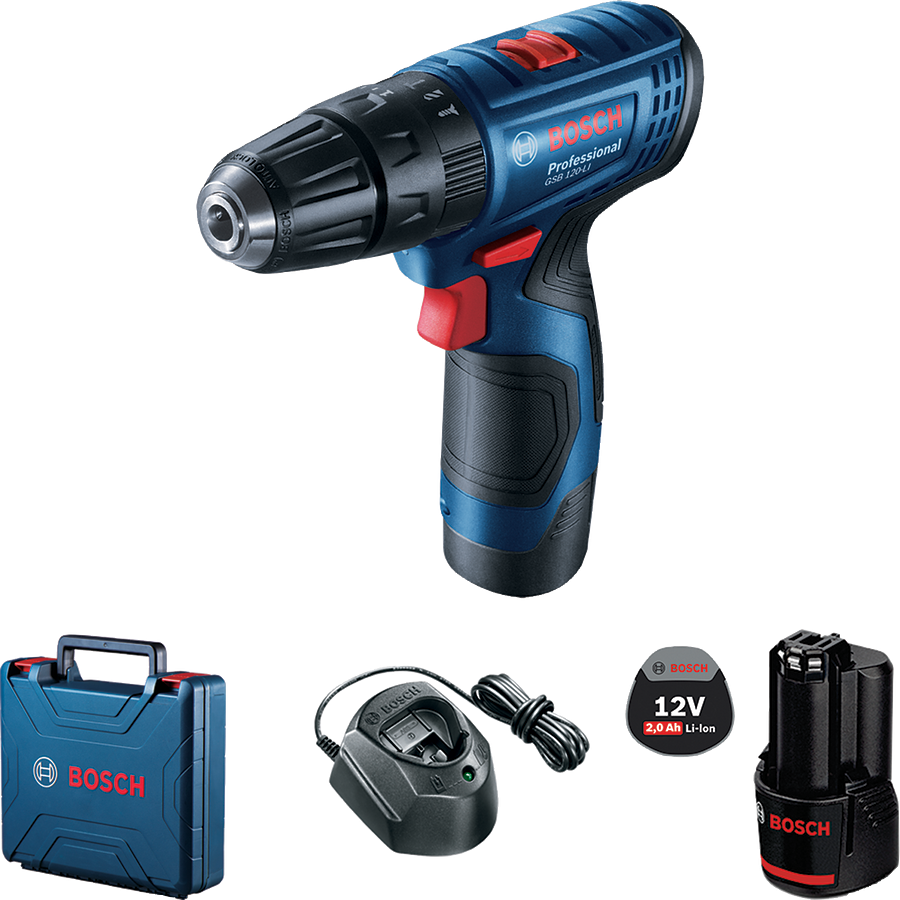 สว่านไร้สาย BOSCH GSB 120LI 12V พร้อมแบตเตอรี่และแท่นชาร์จ