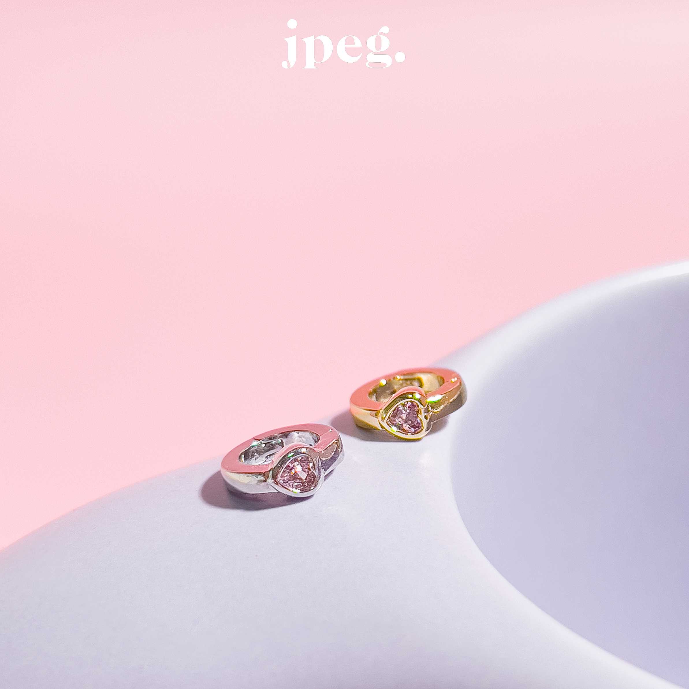 light pink - heart gem clip (brass) คลิปใส่ชาร์ม