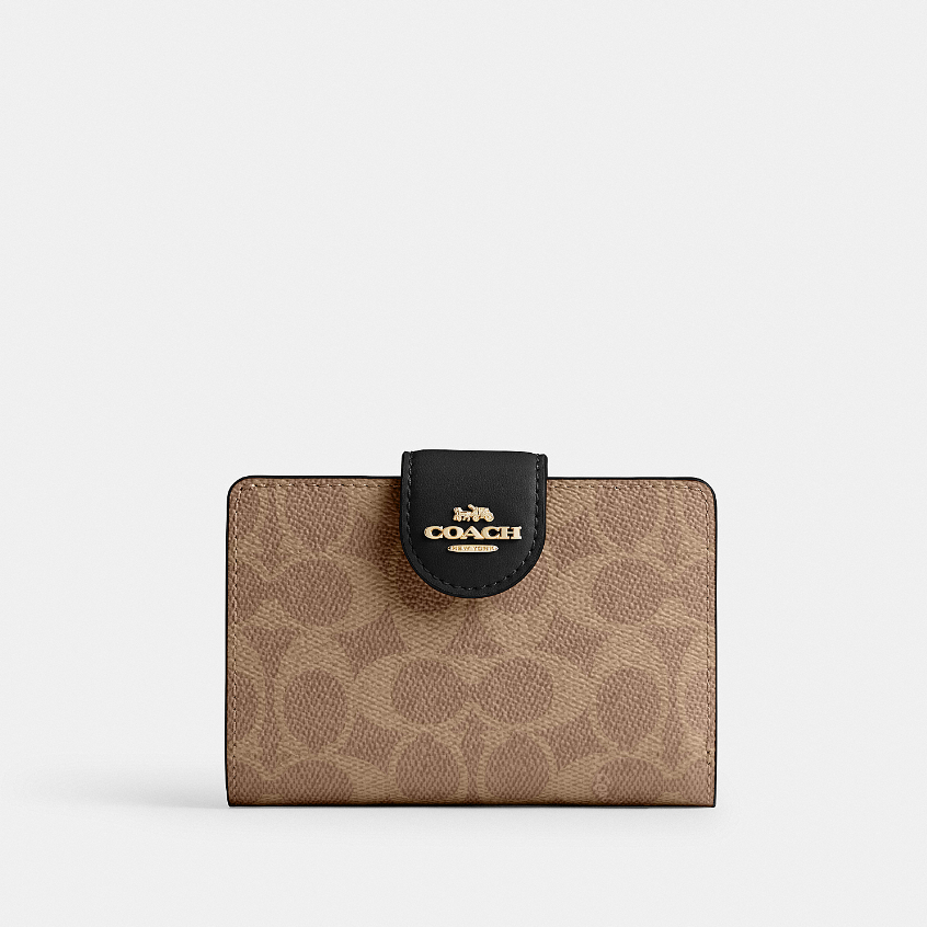 Coach CW786 Medium Corner Zip Wallet (IMQRX) กระเป๋าสตางค์ผู้หญิง สี Im/Tan/Black