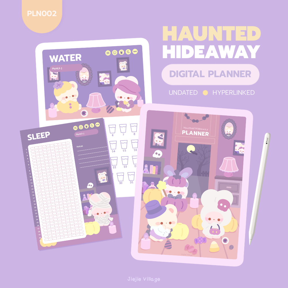 [ดิจิทัล] Cute Halloween Planner, แพลนเนอร์แบบไม่ลงวันที่  - Haunted Hideaway