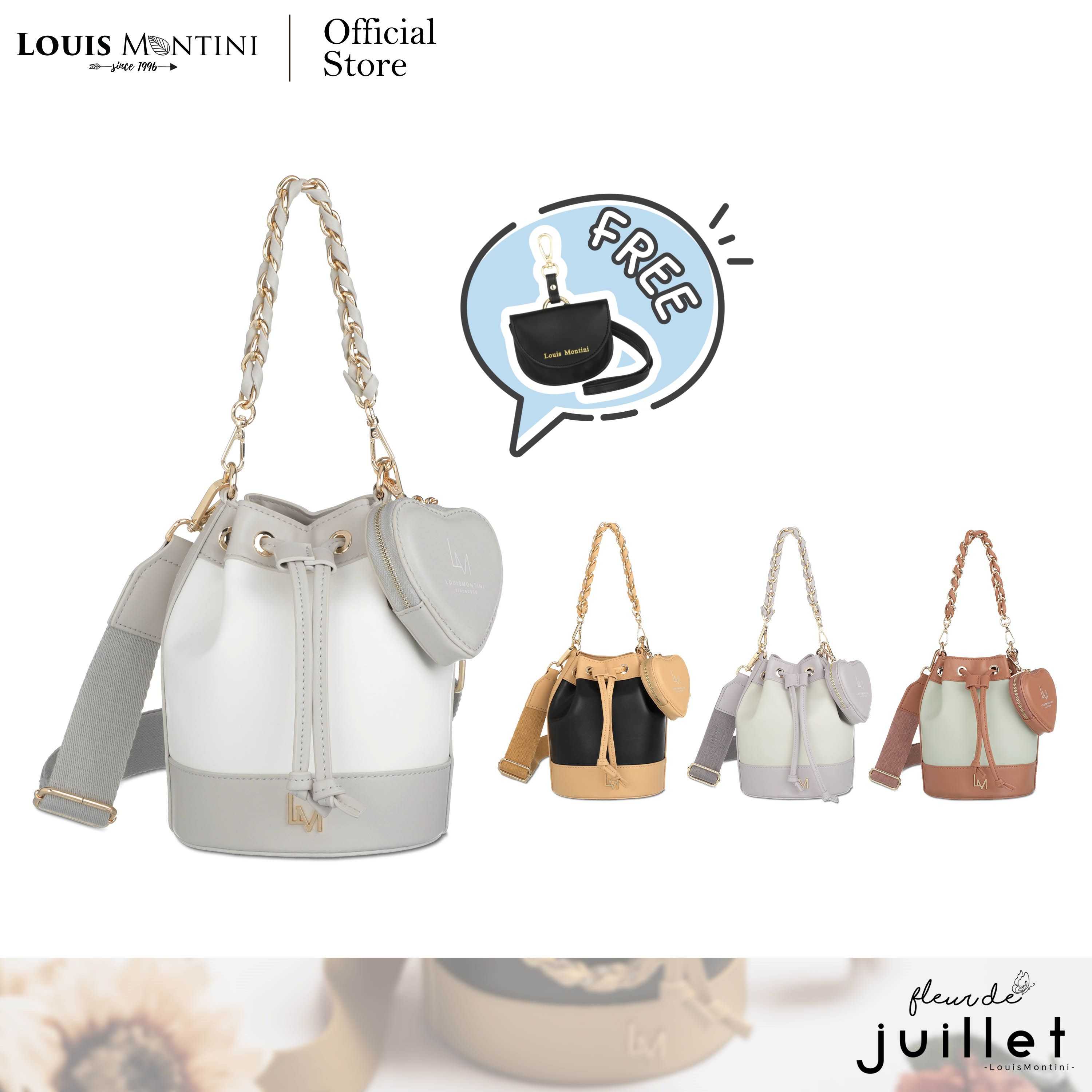 Louis Montini (Fleur De Juillet) กระเป๋าถือผู้หญิงทรง Bucket Handbags for Women LY14 - Larkspur #14