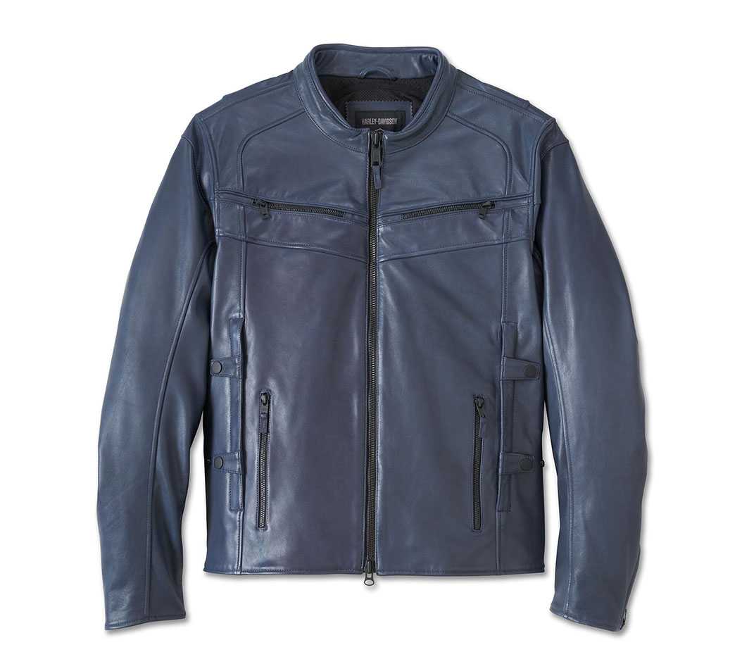 ้Harley-Davidson Men's Capitol Triple Vent System 2.0 Leather Jacket - Ombre Blue
