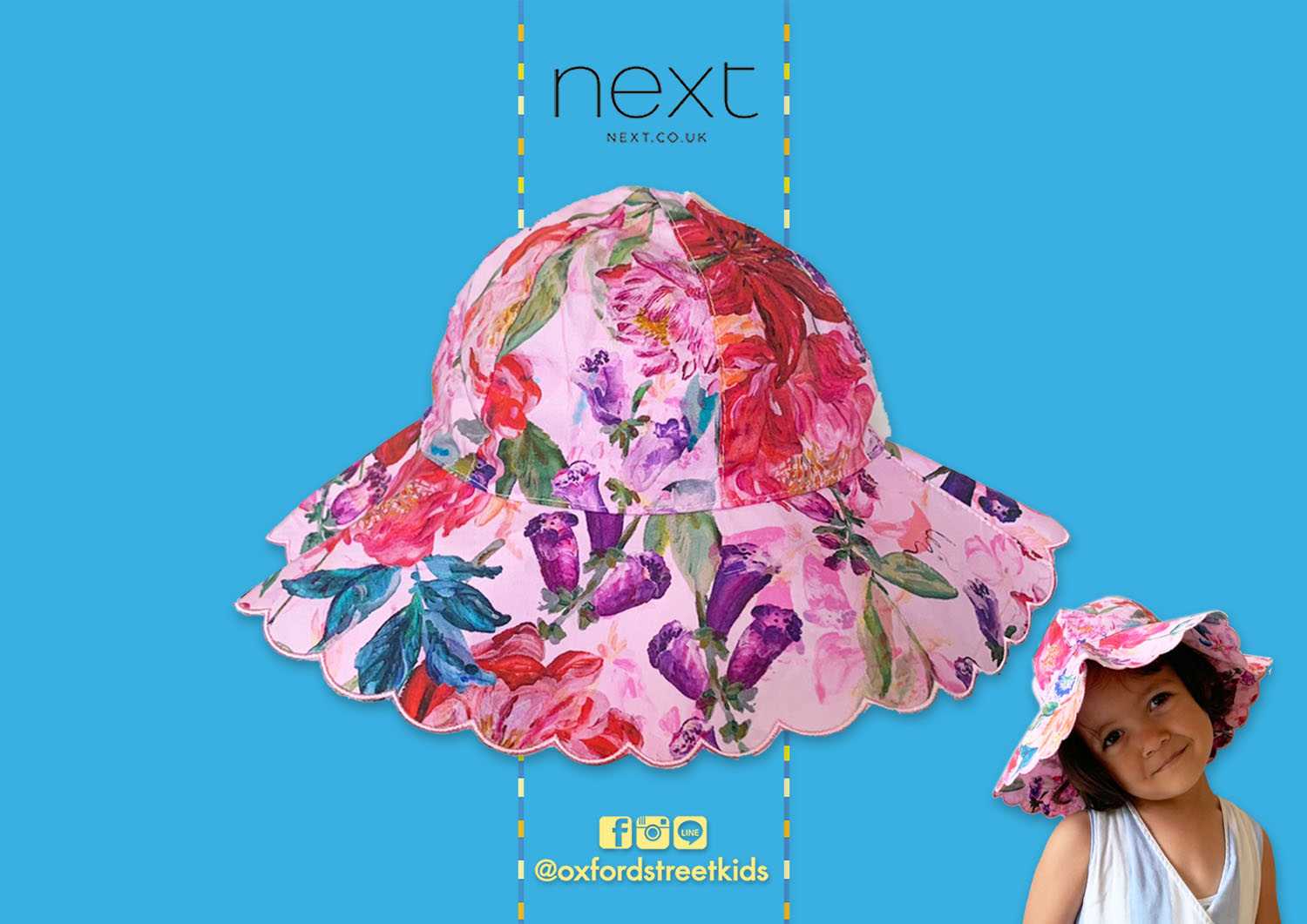 𝐒𝐀𝐋𝐄❗️ [3-9M] Girls Next Floral Wide Hat หมวกระบายเด็ก