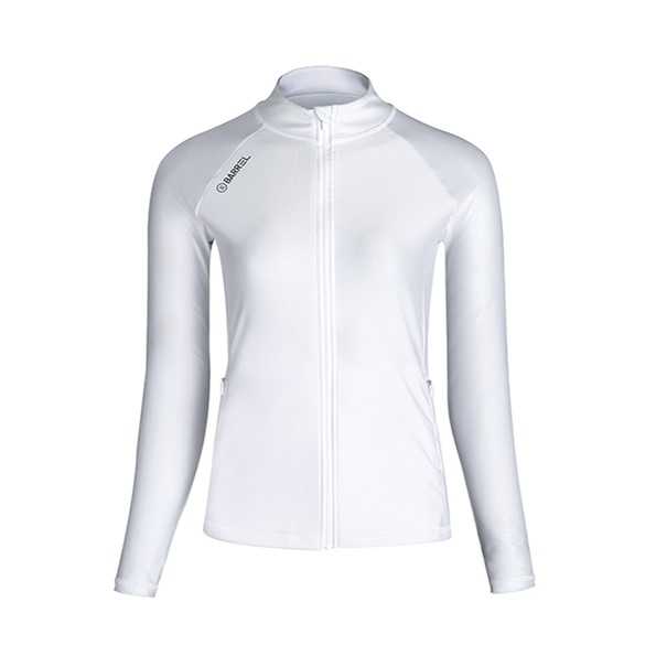 BARREL WOMEN SHELLY ZIP-UP RASHGUARD - WHITE ชุดว่ายน้ำ ชุดว่ายน้ำแขนยาว ชุดว่ายน้ำผู้หญิง