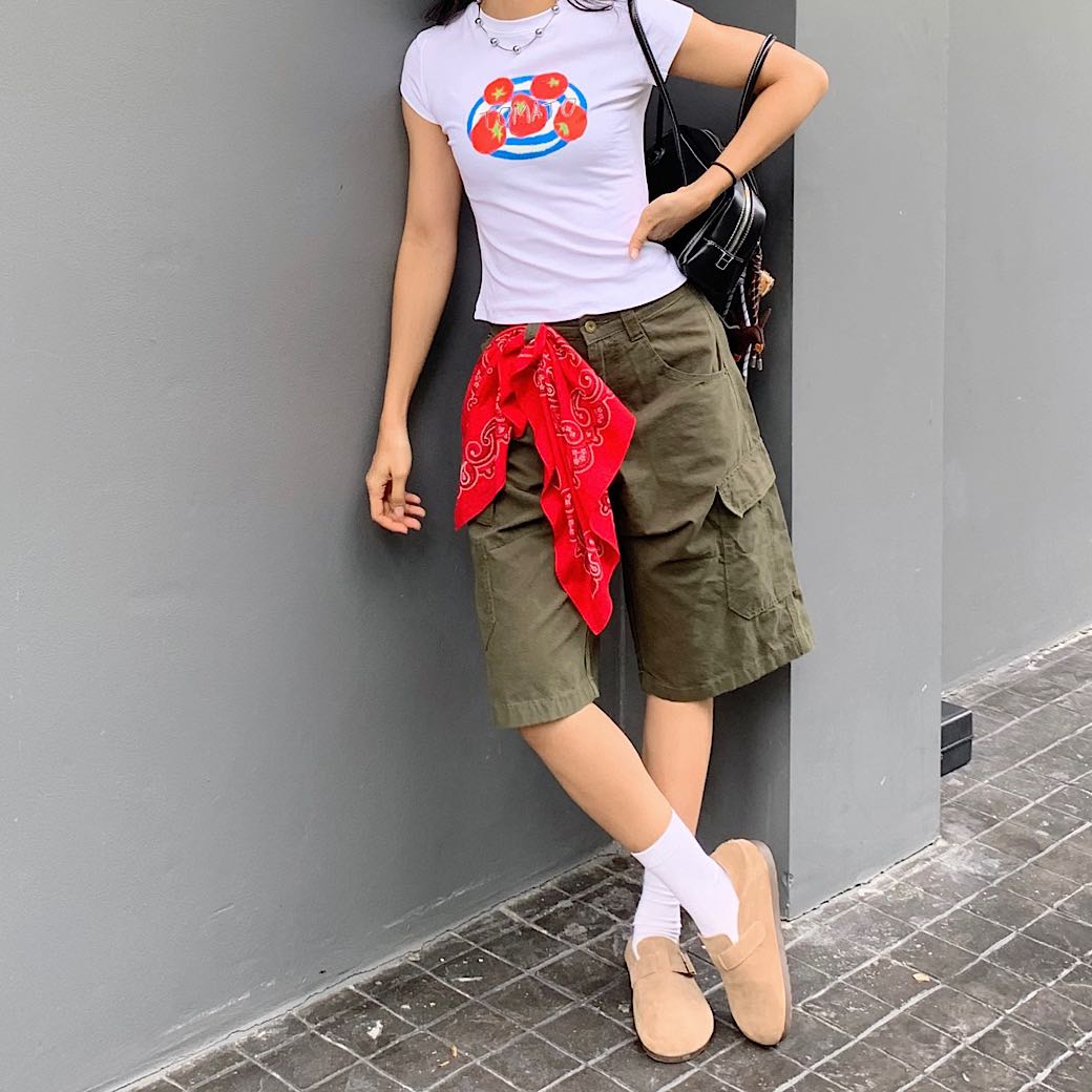 Camo green bermuda shorts