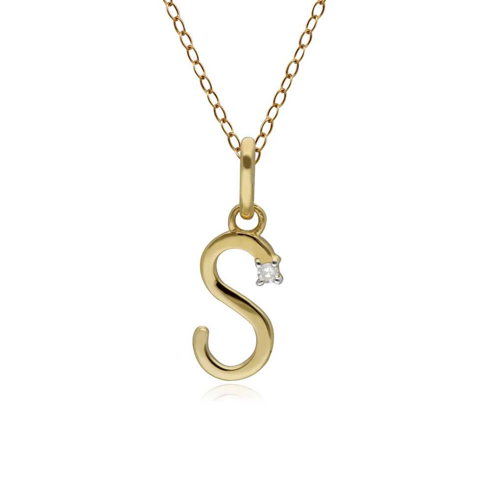 จี้ทองคำ 9K ตัวอักษร S ประดับเพชร (Diamond) (ไม่รวมสร้อย)