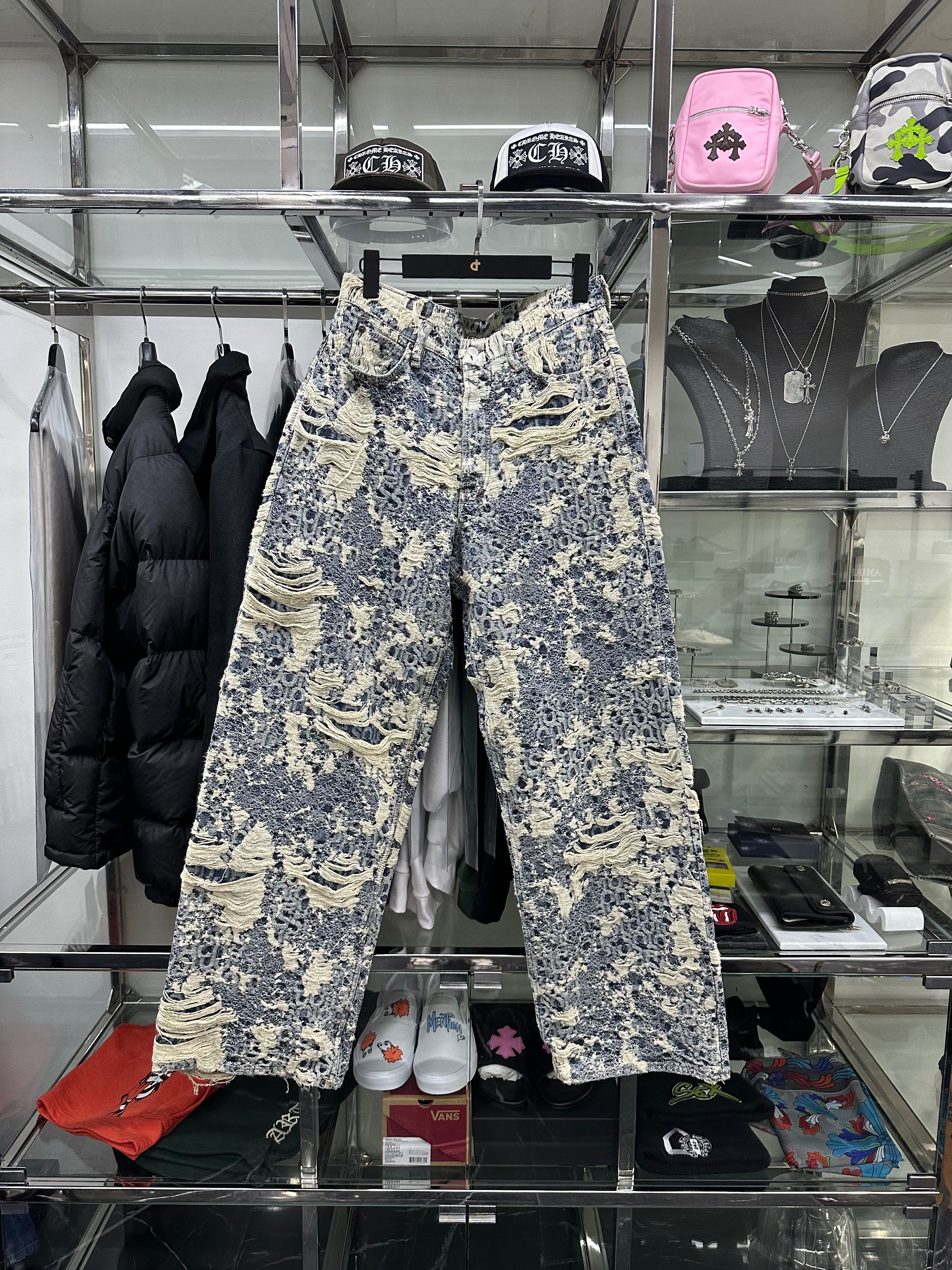 Acne Studios Distressed Monogram Loose Fit Jeans