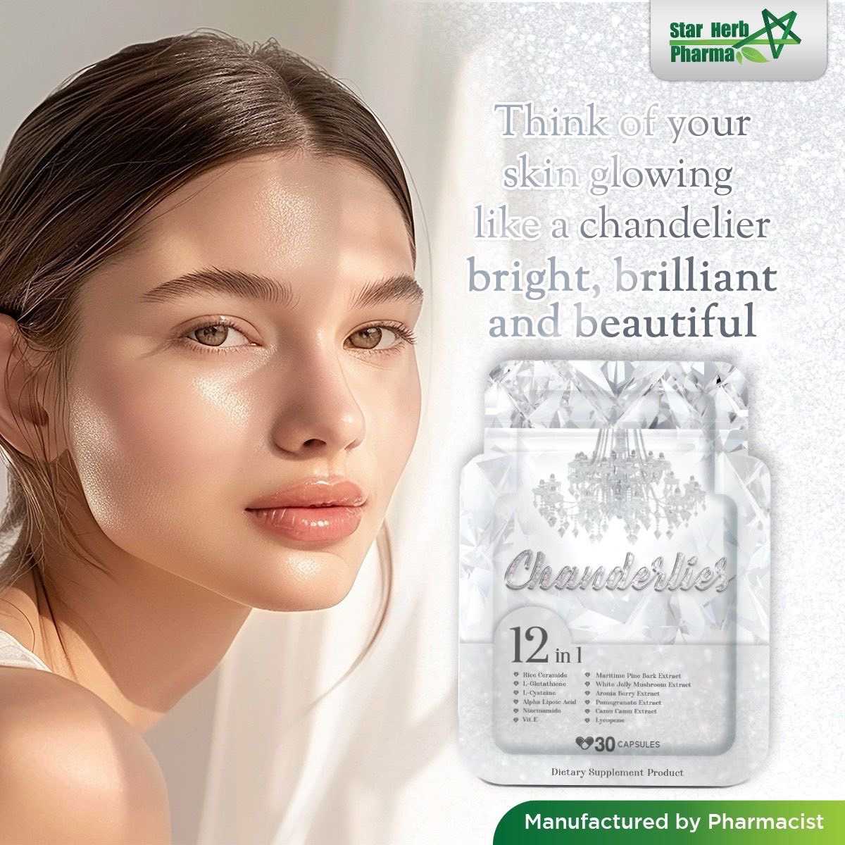 Star Herb Chanderlies ผลิตภัณฑ์อาหารเสริม แชนเดอร์ลี่ส์ สำหรับผิว สารสกัด 12 ชนิด ผิวแข็งแรง