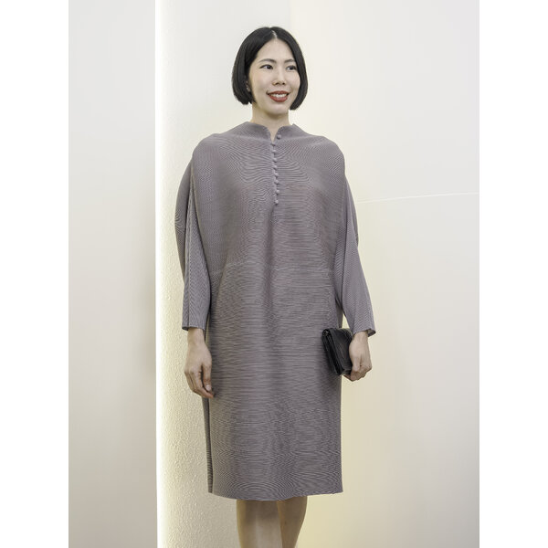 ยาว 38 นิ้ว 2MUAY รุ่น GM18257 เดรสอัดพลีท MANDARIN FRONT BUTTON PLEATED DRESS 7สี FREE SIZE