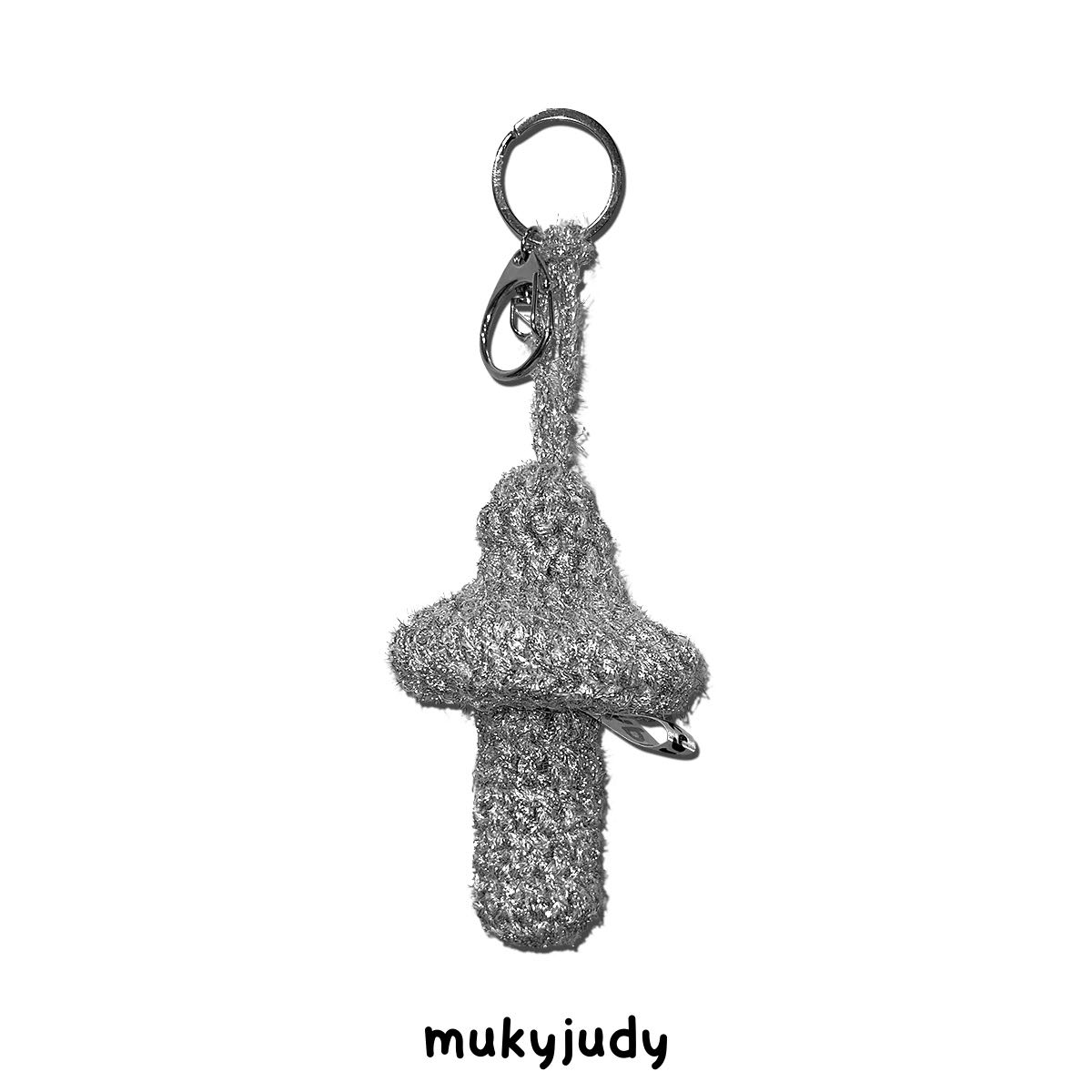 Mushroom Keyring : Fluffy Silver