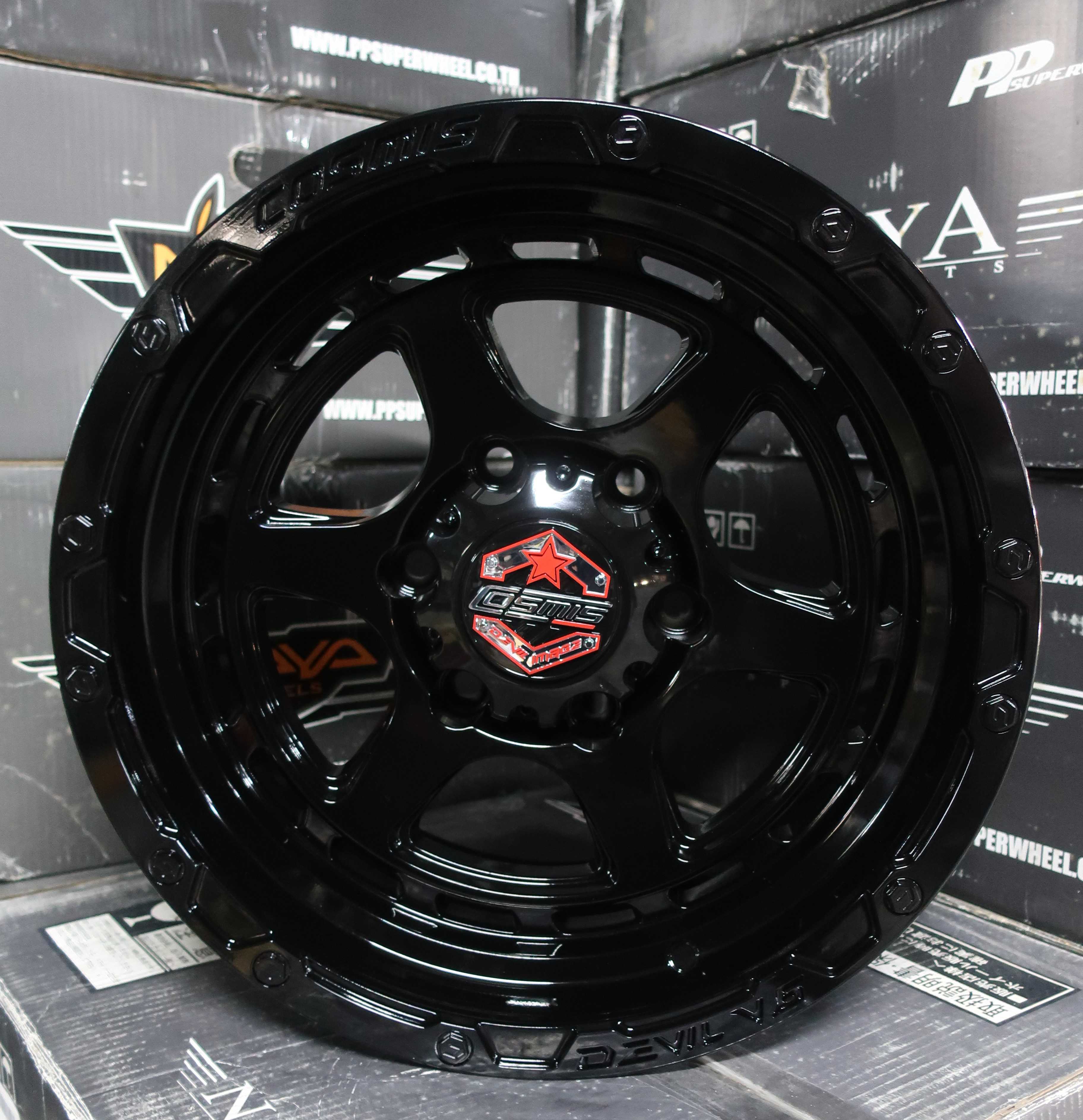 แม็กซ์ DEVIL-V6(YA9980) 16X8.5 6X139.7 ET0 CB.106 BLK (สีดำเงาทั้งวง)Custom