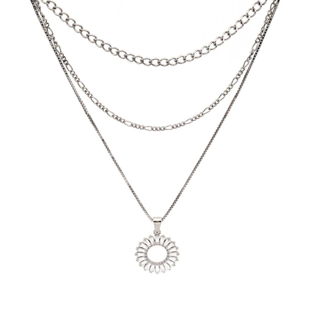 Jewellista สร้อยคอ Mira พร้อมจี้ ชุบ Rhodium, 14K Yellow gold , Rose gold