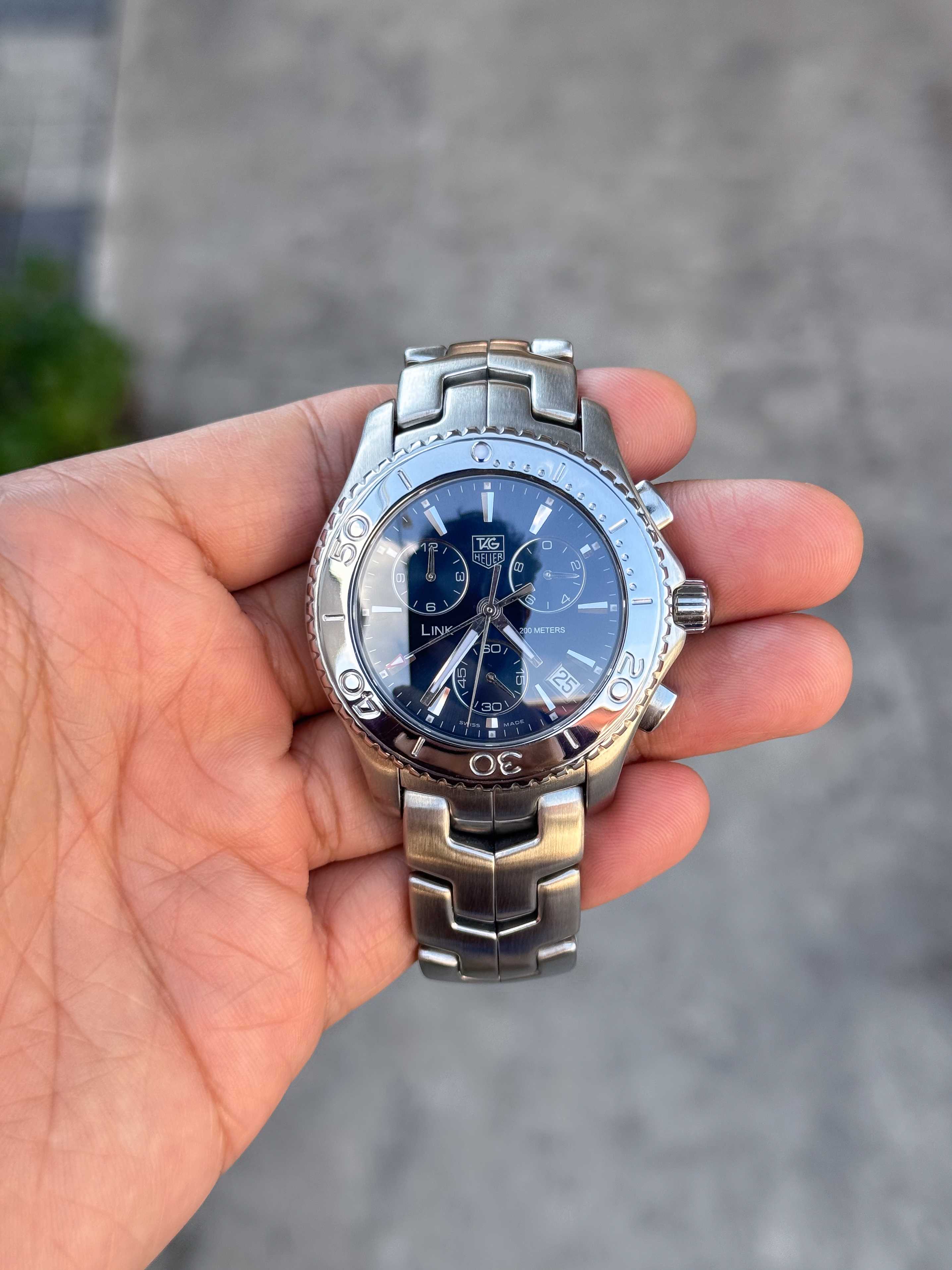 Tag Heuer Link G3 Chronograph King Size Quartz Deep Blue Dial