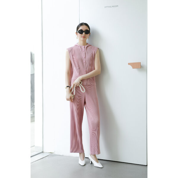 2MUAY รุ่น GJO5103-9 / GJO5151-9 เซ็ตพลีทคุณภาพ THICK SLEEVELESS HOODED TOP WITH PANT PLEATED SET...