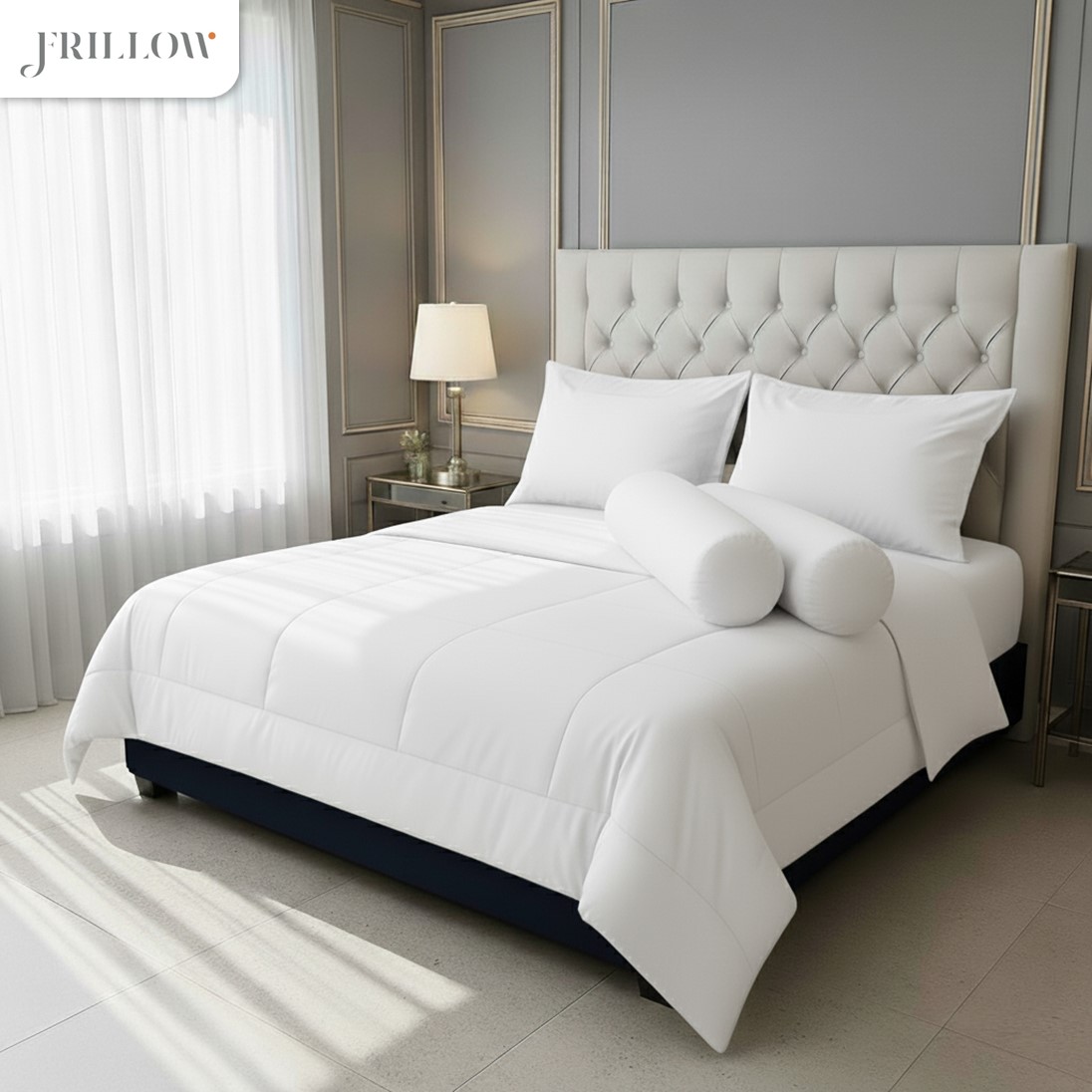 Frillow Essential ชุดเครื่องนอนไมโครไฟเบอร์ สี Off White – พร้อมผ้านวม (3.5/5/6 ฟุต)