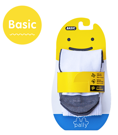 ถุงเท้านักเรียนพื้นเทา Basic - Antibac ด้วยเส้นในผสม Bamboo